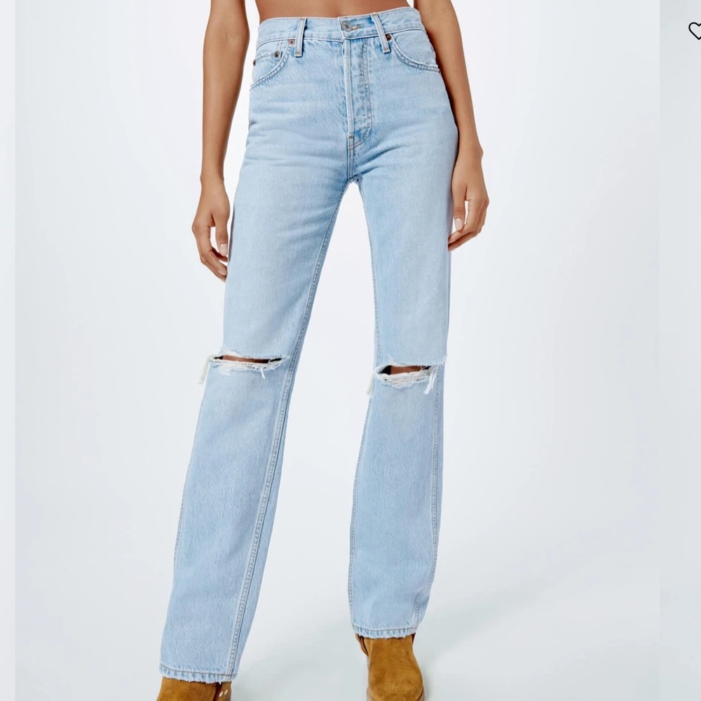 Re/Done High Rise Loose Jeans - Bleach Destroy